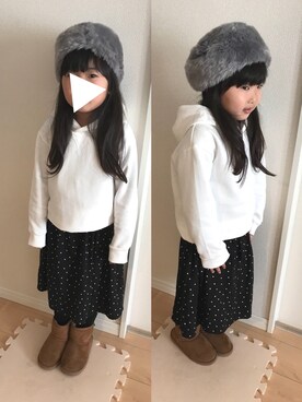 「5歳」｜「アイテム（シャツワンピース）」を使った、Rin♡さん（キッズ・110cm）の冬コーディネート