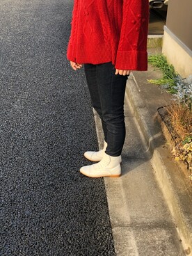 「F-TROUPE（エフトゥループ）のアイテム（ブーツ）」を使った、suikaさん（レディース・153cm）の冬コーディネート