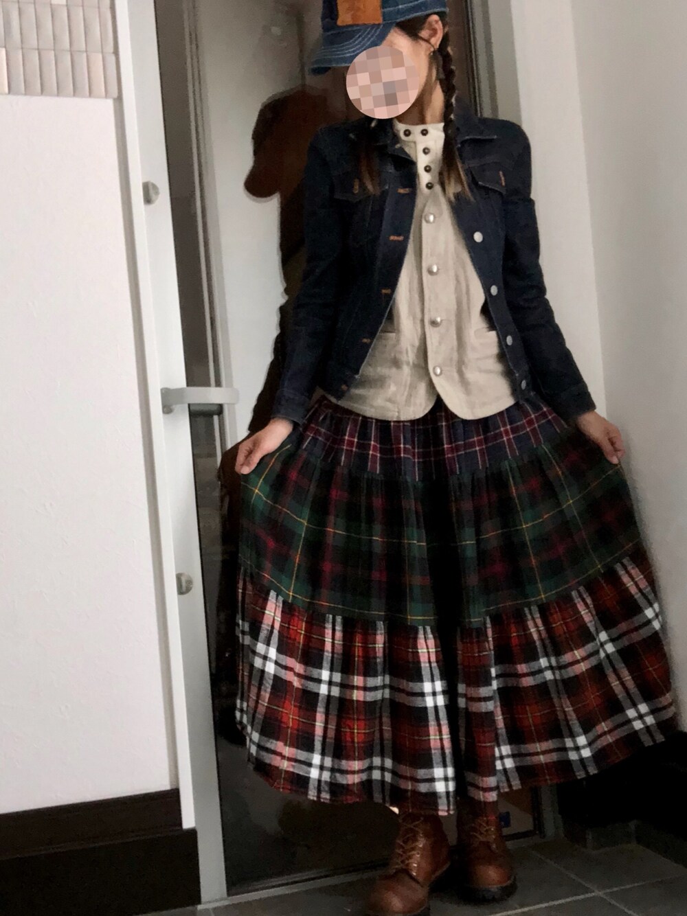 「アメカジ、アメカジスタイル、アメカジ女子部、アメカジ系」｜「INDIANのアイテム（帽子、その他）」を使った、AyamiyakEさん（レディース・158cm）の春コーディネートの1枚目の写真