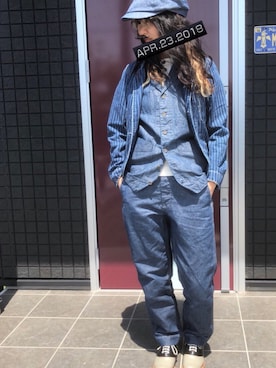 「アメカジスタイル」｜「アイテム（ハンチング/ベレー帽）」を使った、AyamiyakEさん（レディース・158cm）の春コーディネート