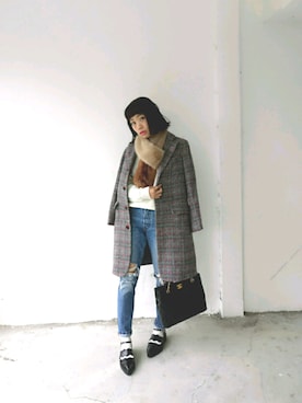 「リーバイス501」｜「アイテム（ステンカラーコート）」を使った、fifi🌠フィフィ💖さん（レディース・160cm）の冬コーディネート