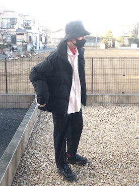 「INTER FACTORY（インターファクトリー）のアイテム（帽子）」を使った、agehacho-daiさん（メンズ・167cm）の冬コーディネート