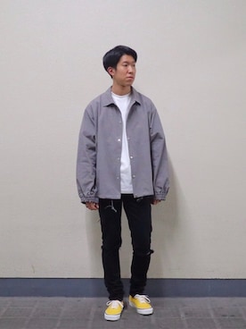 「カラースニーカー」｜「アイテム（ジャケット/アウター）」を使った、SAKUMAAさん（メンズ・178cm）の春コーディネート