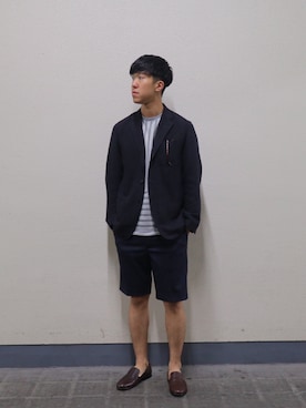 「柄物」｜「アイテム（スリッポン）」を使った、SAKUMAAさん（メンズ・178cm）の春コーディネート