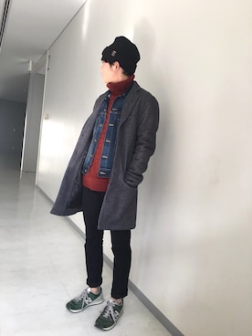 「CIAOPANIC TYPY（チャオパニックティピー）のアイテム（チェスターコート）」を使った、Fujimonさん（メンズ・165cm）の冬コーディネート