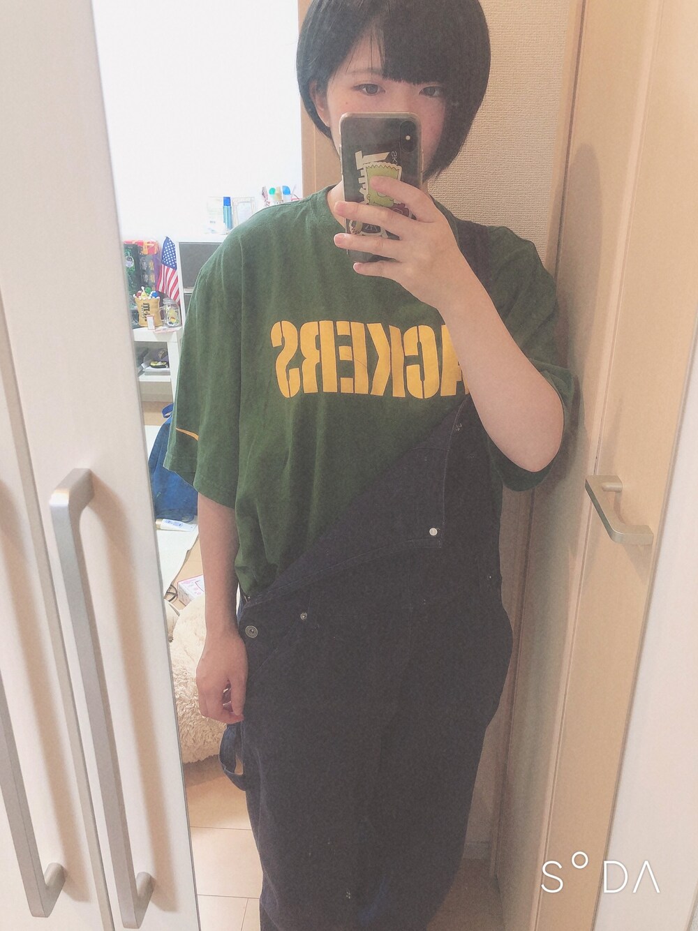 「ライブ、古着、used、ゆるコーデ」｜「Panamaboyのアイテム（Tシャツ/カットソー、グリーン系）」を使った、おざさん（レディース・151cm）の夏コーディネートの1枚目の写真