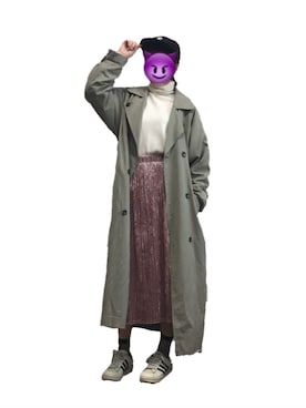 「ベロア」｜「アイテム（トレンチコート）」を使った、arさん（レディース・157cm）の冬コーディネート
