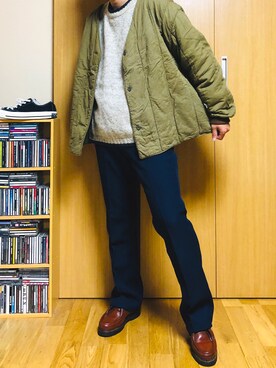 「Eddie Bauer（エディーバウアー）のアイテム（ニット/セーター）」を使った、taka(相互フォロー)さん（メンズ・170cm）の冬コーディネート