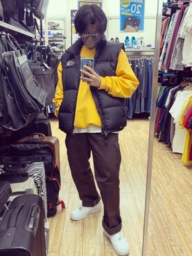 スウェット イエロー系 を使った 古着コーデ のメンズ人気ファッションコーディネート Wear