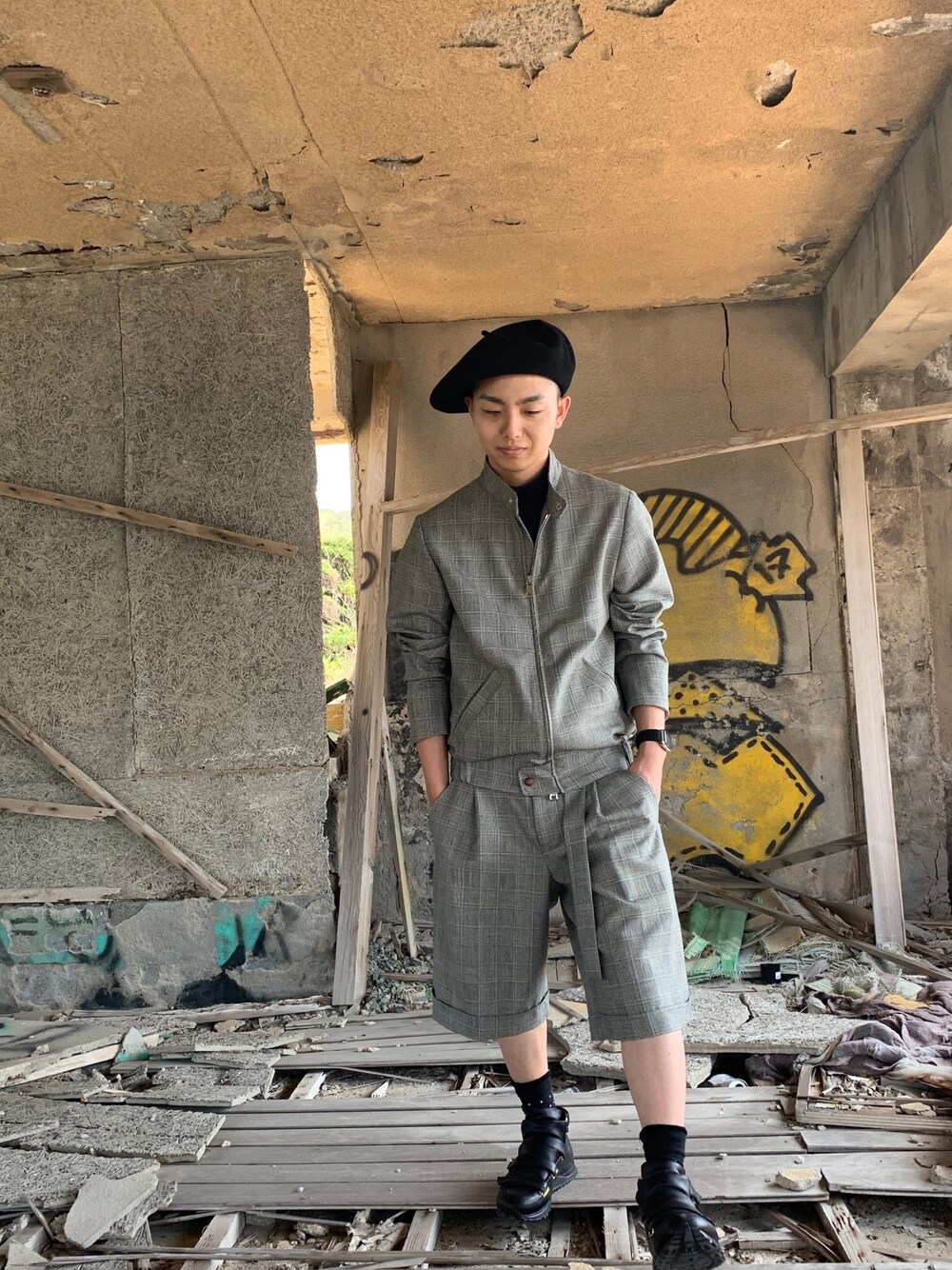 「カジュアルコーデ、今日のコーデ、いいね、save、フォローお願いします🤑、春コーデ、夏コーデ、ラクチンコーデ、MAISONFLANEUR、Johnbull Private labo」｜「MAISON FLANEURのアイテム（ジャケット/アウター、ブラック系）」を使った、kunihiroさん（メンズ・168cm）の春コーディネートの1枚目の写真