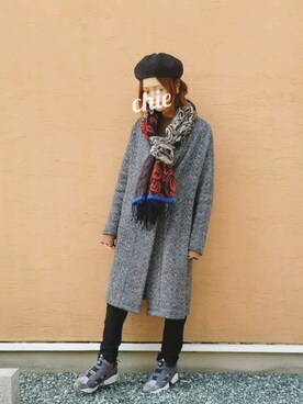 「haco!（ハコ）のアイテム（チェスターコート）」を使った、chieさん（レディース・157cm）の冬コーディネート