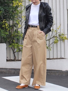 「平成最後のWEARISTAセンバツ」｜「アイテム（ライダースジャケット）」を使った、fujiさん（レディース・154cm）の春コーディネート