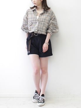 「セットアップ風」｜「アイテム（セットアップ）」を使った、fujiさん（レディース・154cm）の夏コーディネート