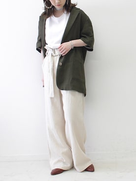 「サマージャケット」｜「アイテム（その他アウター）」を使った、fujiさん（レディース・154cm）の夏コーディネート
