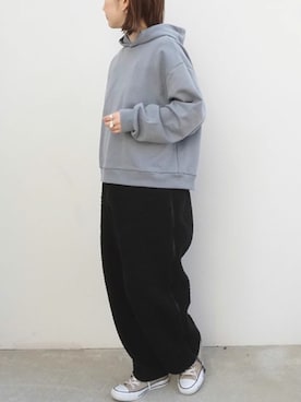 「ROKU」｜「アイテム（オールインワン・サロペット）」を使った、fujiさん（レディース・154cm）の冬コーディネート