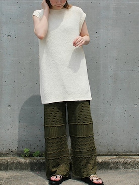 「ground green store（グラウンドグリーンストア）のアイテム」を使った、fujiさん（レディース・154cm）の夏コーディネート