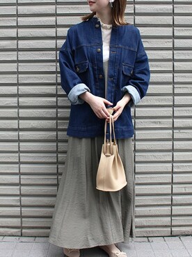 「キャミソールワンピ」｜「アイテム（ジャケット/アウター）」を使った、fujiさん（レディース・154cm）の秋コーディネート