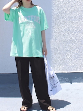 「ground green store（グラウンドグリーンストア）のアイテム」を使った、fujiさん（レディース・154cm）の夏コーディネート