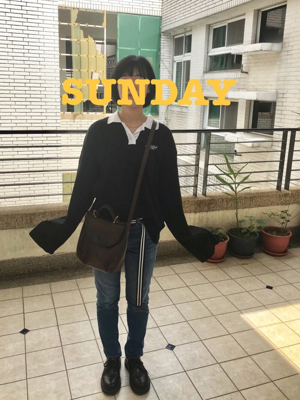 「ootd、ootsunday、mixxmix、UNIQLO」｜「mixxmixのUNTITLE8（その他トップス、ブラック系）」を使った、Sさん（レディース・157cm）の秋コーディネートの1枚目の写真