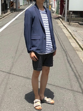 「アイテム（Tシャツ/カットソー、その他）」を使った、nano・universe men's staffさん（メンズ・173cm）の夏コーディネート