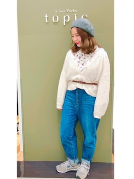 「ゆるカーディガン」｜Yamamoto Sakiさん（レディース・157cm）の秋コーディネート