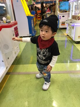 「JOEY HYSTERIC（ジョーイヒステリック）のアイテム（帽子）」を使った、ToWaさん（キッズ・90cm）の冬コーディネート
