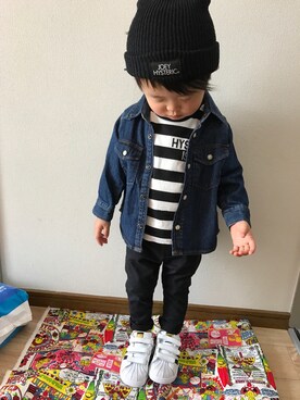 「JOEY HYSTERIC（ジョーイヒステリック）のアイテム（帽子）」を使った、ToWaさん（キッズ・90cm）の春コーディネート