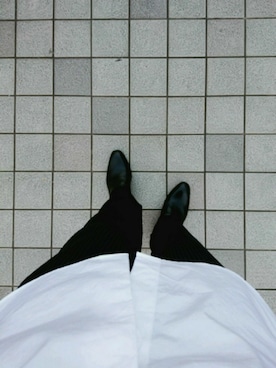 「Saint Laurent（サンローラン）のSaint Laurent Polished-Leather Chelsea Boots（ブーツ、ブラック系）」を使った、karagさん（メンズ・169cm）の冬コーディネート