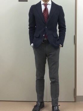 「アイテム（フォーマルスーツ/小物）」を使った、RTさん（メンズ・177cm）の冬コーディネート