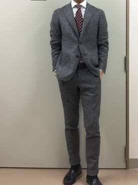 「アイテム（フォーマルスーツ/小物）」を使った、RTさん（メンズ・177cm）の冬コーディネート