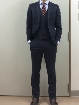 「アイテム（フォーマルスーツ/小物）」を使った、RTさん（メンズ・177cm）の秋コーディネート