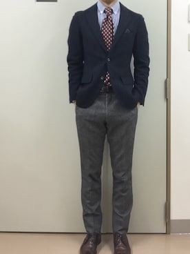 「アイテム（フォーマルスーツ/小物）」を使った、RTさん（メンズ・177cm）の冬コーディネート