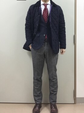 「アイテム（フォーマルスーツ/小物）」を使った、RTさん（メンズ・177cm）の冬コーディネート
