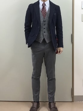 「アイテム（フォーマルスーツ/小物）」を使った、RTさん（メンズ・177cm）の冬コーディネート