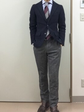 「アイテム（フォーマルスーツ/小物）」を使った、RTさん（メンズ・177cm）の冬コーディネート