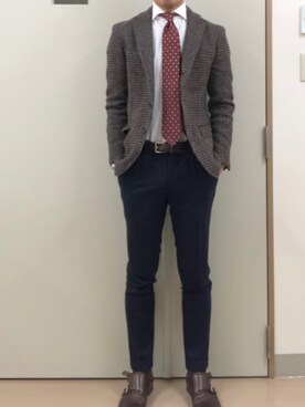「アイテム（フォーマルスーツ/小物）」を使った、RTさん（メンズ・177cm）の冬コーディネート