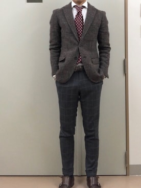 「アイテム（フォーマルスーツ/小物）」を使った、RTさん（メンズ・177cm）の冬コーディネート