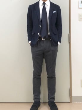 「Giab's（ジャブス）のアイテム（スラックス）」を使った、RTさん（メンズ・177cm）の冬コーディネート