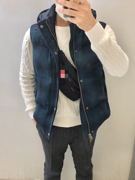 「WOOLRICH（ウールリッチ）のアイテム（ダウンベスト）」を使った、RTさん（メンズ・177cm）の秋コーディネート
