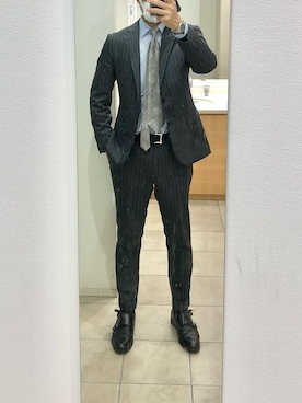 「BEAMS F（ビームスエフ）のアイテム（スーツセット）」を使った、RTさん（メンズ・177cm）の冬コーディネート