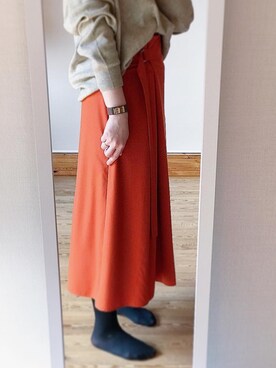 「オレンジスカート」｜にわちゃんさん（レディース・159cm）の冬コーディネート