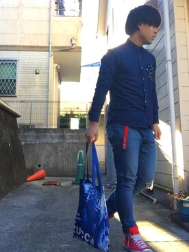 「CABANE de ZUCCa（カバンドズッカ）のアイテム（バッグ）」を使った、ゆーやさん（メンズ・175cm）の冬コーディネート