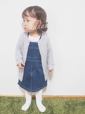 「無印良品（ムジルシリョウヒン）のアイテム（サロペット/オーバーオール）」を使った、m a  .さん（キッズ・80cm）の秋コーディネート