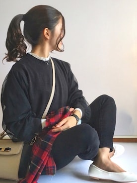 「チュールスリーブ」｜ずんさん（レディース・161cm）の冬コーディネート