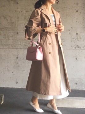 「アニエスベー」｜「アイテム（トレンチコート）」を使った、ずんさん（レディース・161cm）の冬コーディネート