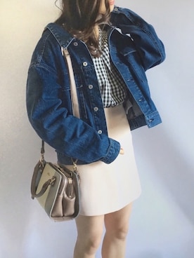 「Aラインスカート」｜「アイテム（デニムジャケット）」を使った、ずんさん（レディース・161cm）の春コーディネート