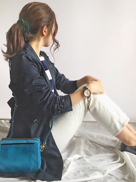 「ボーダーTシャツ」｜「アイテム（トレンチコート）」を使った、ずんさん（レディース・161cm）の春コーディネート