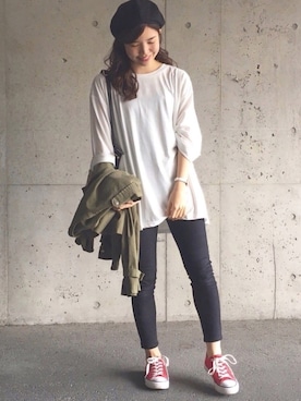 「Daniel Wellington」｜「アイテム（ミリタリージャケット）」を使った、ずんさん（レディース・161cm）の春コーディネート