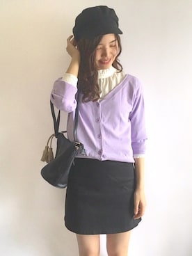 「Aラインスカート」｜「アイテム（帽子）」を使った、ずんさん（レディース・161cm）の春コーディネート