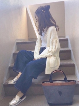 「カルバンクライン」｜「アイテム（スリッポン）」を使った、ずんさん（レディース・161cm）の秋コーディネート